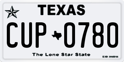 TX license plate CUP0780