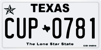 TX license plate CUP0781