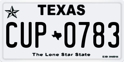 TX license plate CUP0783