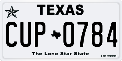 TX license plate CUP0784