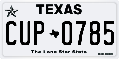 TX license plate CUP0785