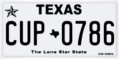 TX license plate CUP0786