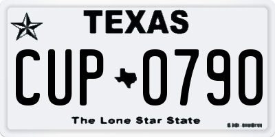 TX license plate CUP0790
