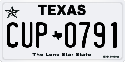 TX license plate CUP0791