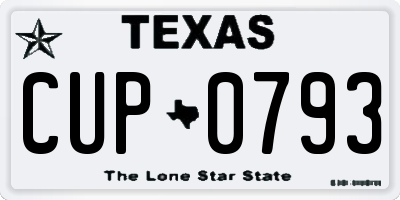 TX license plate CUP0793
