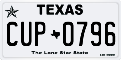 TX license plate CUP0796