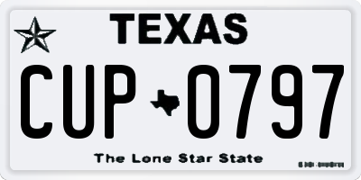 TX license plate CUP0797