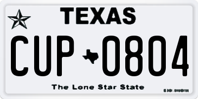 TX license plate CUP0804