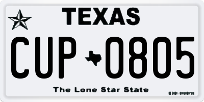 TX license plate CUP0805
