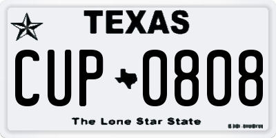 TX license plate CUP0808