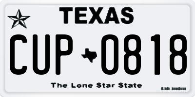 TX license plate CUP0818