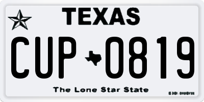 TX license plate CUP0819