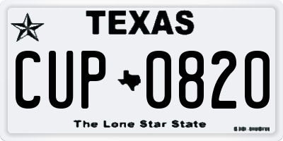 TX license plate CUP0820