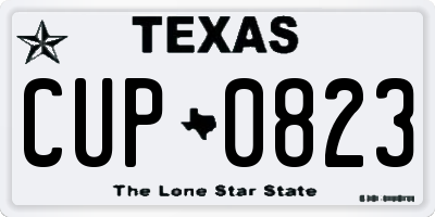 TX license plate CUP0823