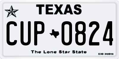 TX license plate CUP0824