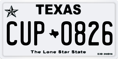 TX license plate CUP0826
