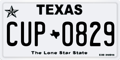 TX license plate CUP0829