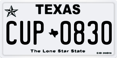 TX license plate CUP0830