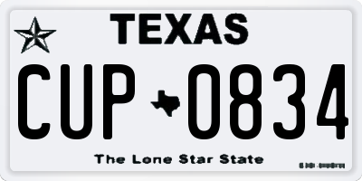 TX license plate CUP0834