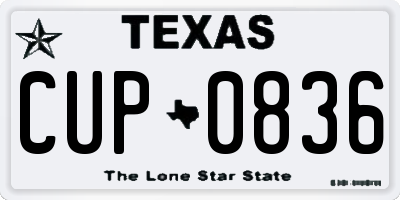 TX license plate CUP0836