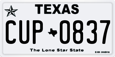 TX license plate CUP0837