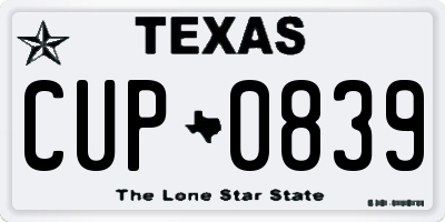TX license plate CUP0839