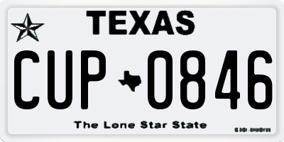 TX license plate CUP0846