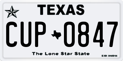 TX license plate CUP0847
