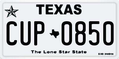 TX license plate CUP0850