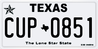TX license plate CUP0851