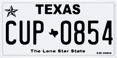 TX license plate CUP0854