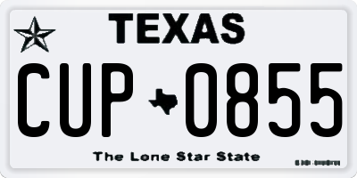 TX license plate CUP0855