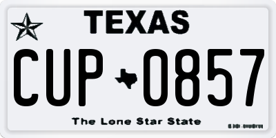 TX license plate CUP0857