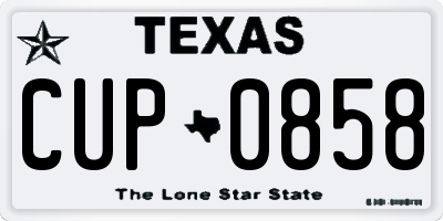 TX license plate CUP0858