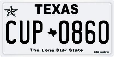 TX license plate CUP0860