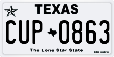 TX license plate CUP0863