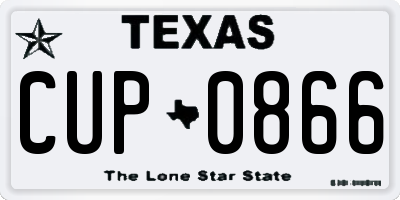 TX license plate CUP0866