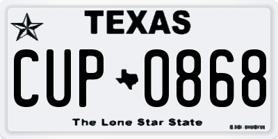 TX license plate CUP0868