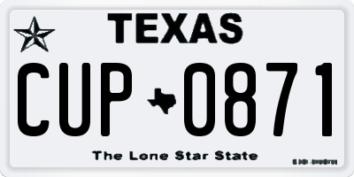 TX license plate CUP0871