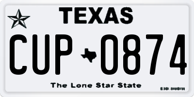 TX license plate CUP0874