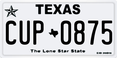 TX license plate CUP0875
