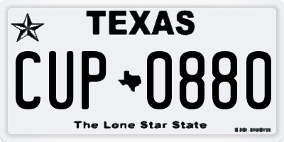 TX license plate CUP0880