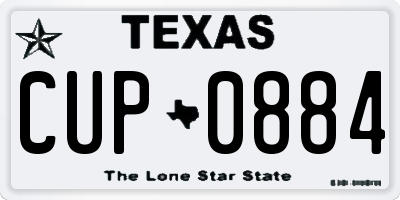 TX license plate CUP0884