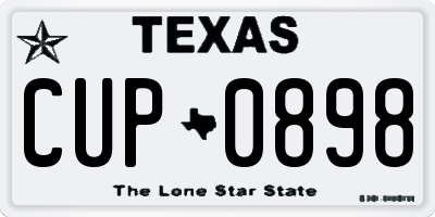 TX license plate CUP0898
