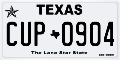 TX license plate CUP0904