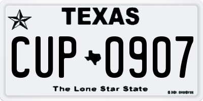 TX license plate CUP0907