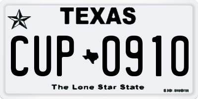 TX license plate CUP0910