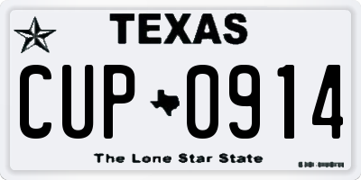 TX license plate CUP0914