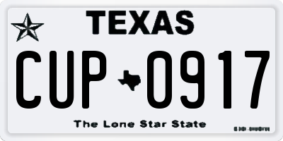 TX license plate CUP0917