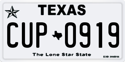 TX license plate CUP0919
